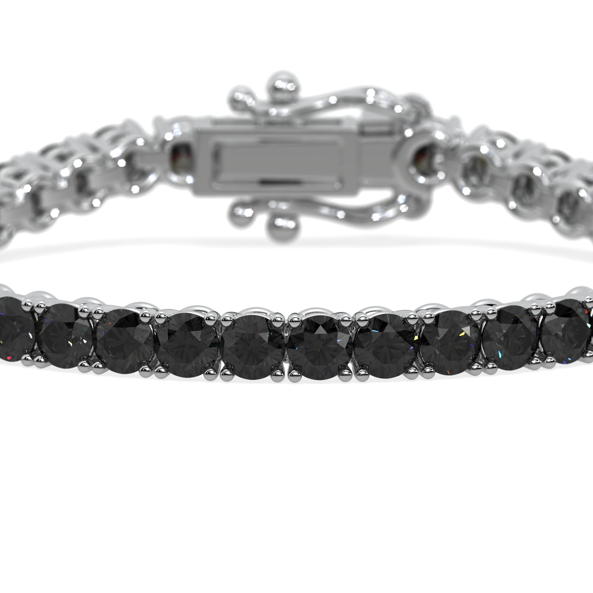 Midnight Orbit lab-grown black diamond tennis bracelet, 14k white gold, 2.55 ct#Color_White Gold