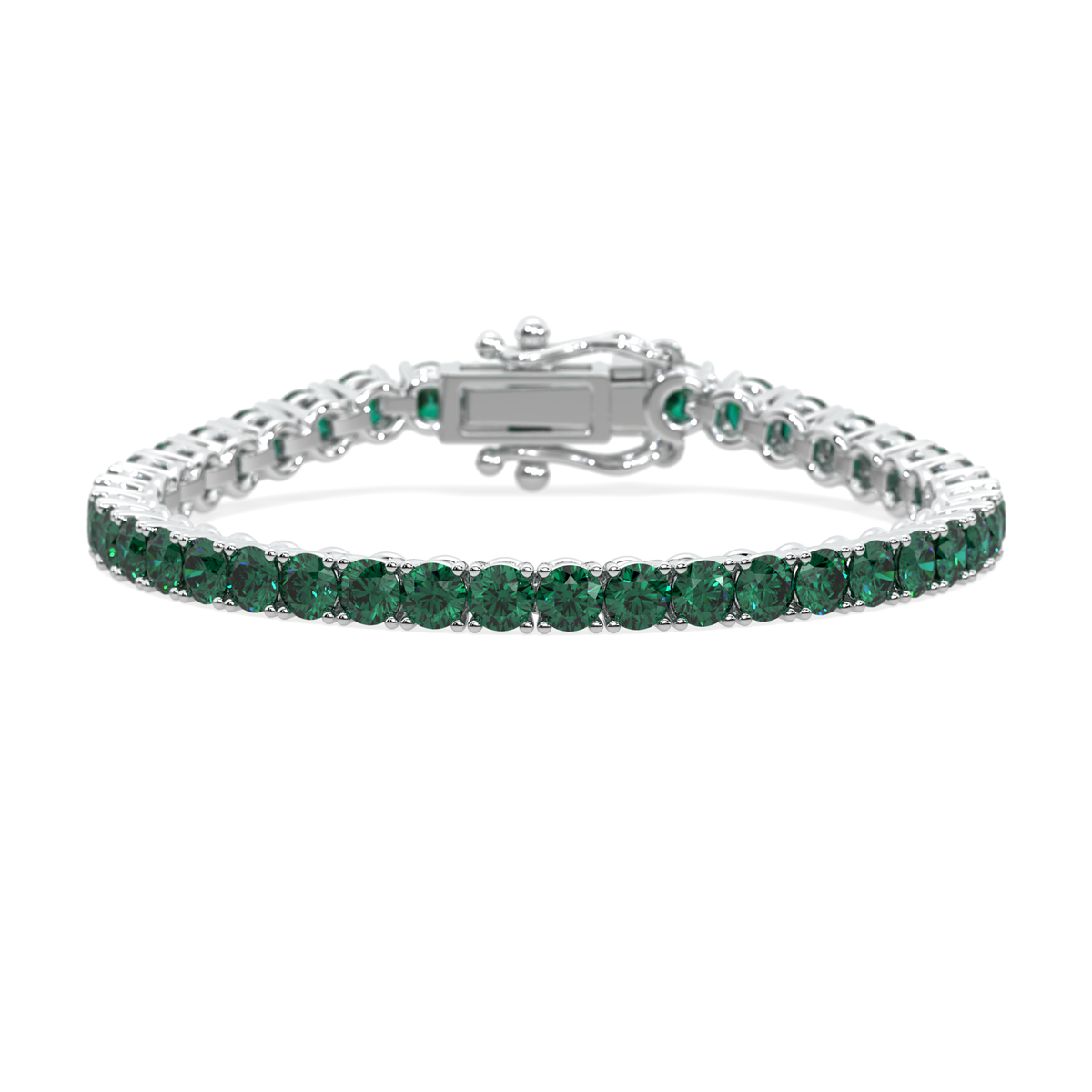 Verdant Orbit lab-grown green diamond tennis bracelet, 14k white gold, 10.25 ct#Color_White Gold