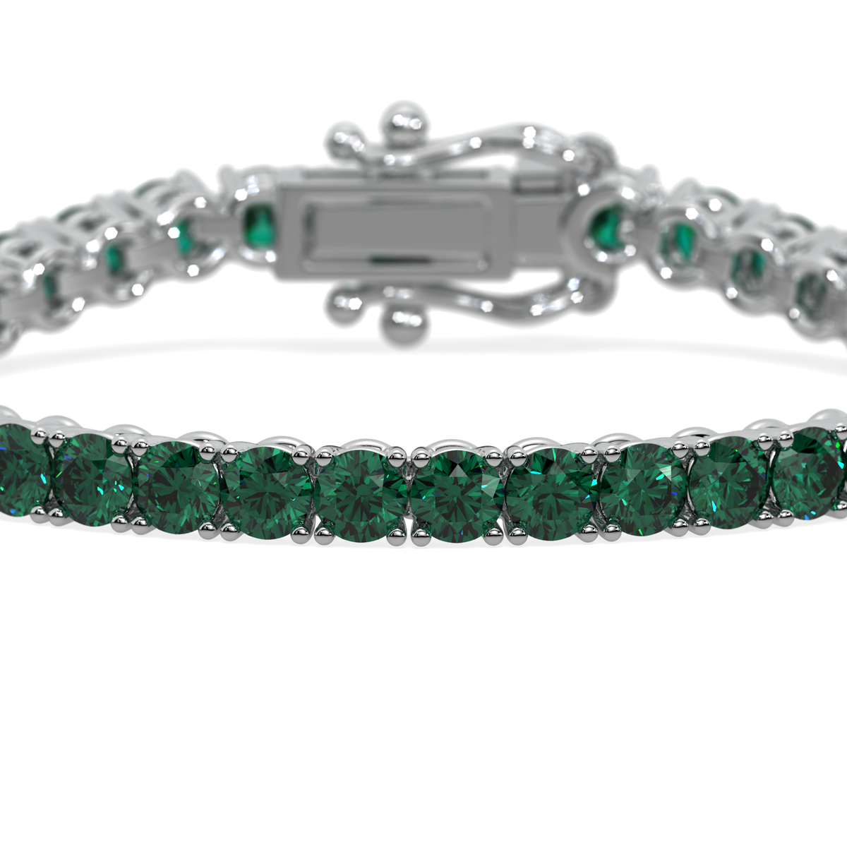 Verdant Orbit lab-grown green diamond tennis bracelet, 14k white gold, 10.25 ct#Color_White Gold