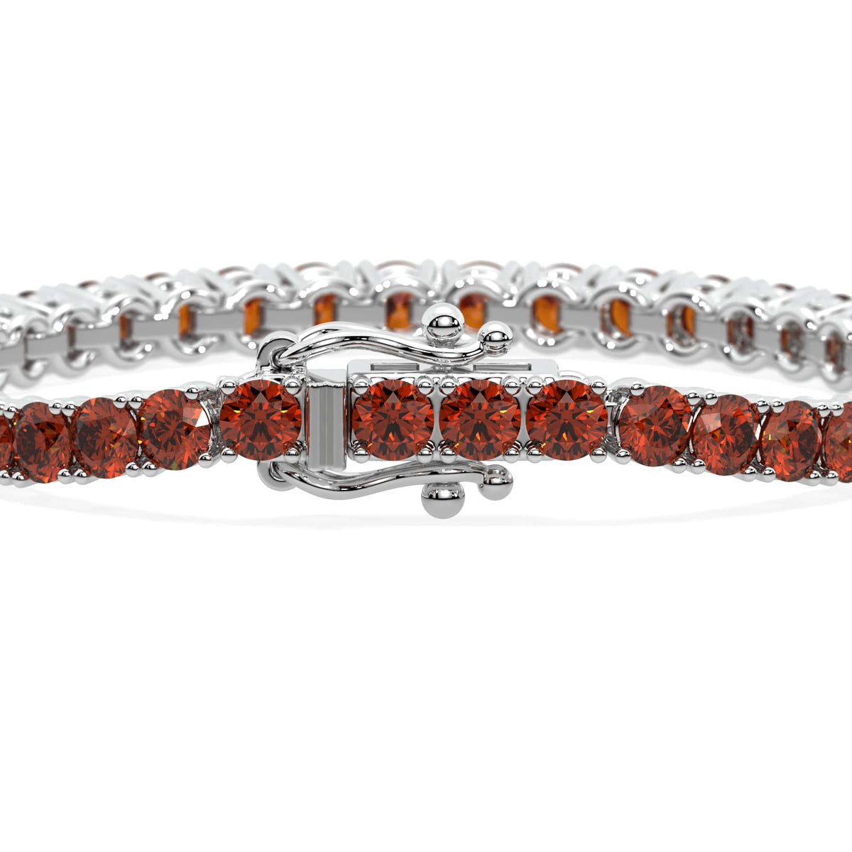 Crimson Orbit lab-grown red diamond tennis bracelet, 14k white gold, 2.9 to 10.25 ct#Color_White Gold