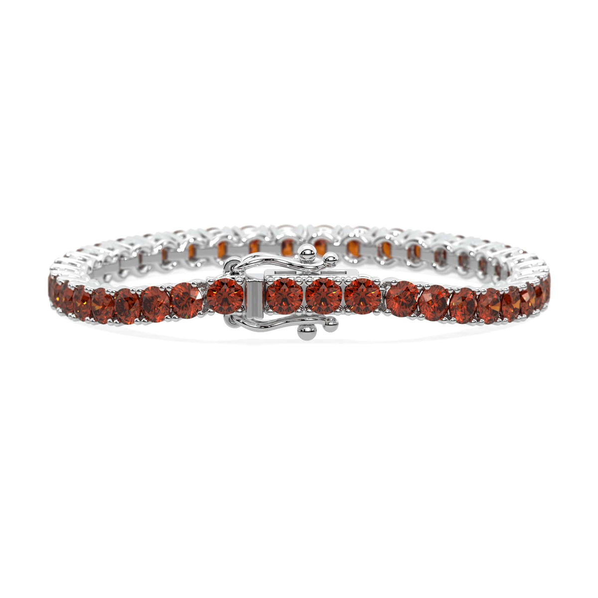 Crimson Orbit lab-grown red diamond tennis bracelet, 14k white gold, 2.9 to 10.25 ct#Color_White Gold
