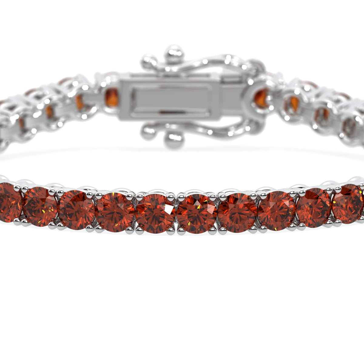 Crimson Orbit lab-grown red diamond tennis bracelet, 14k white gold, 2.9 to 10.25 ct#Color_White Gold