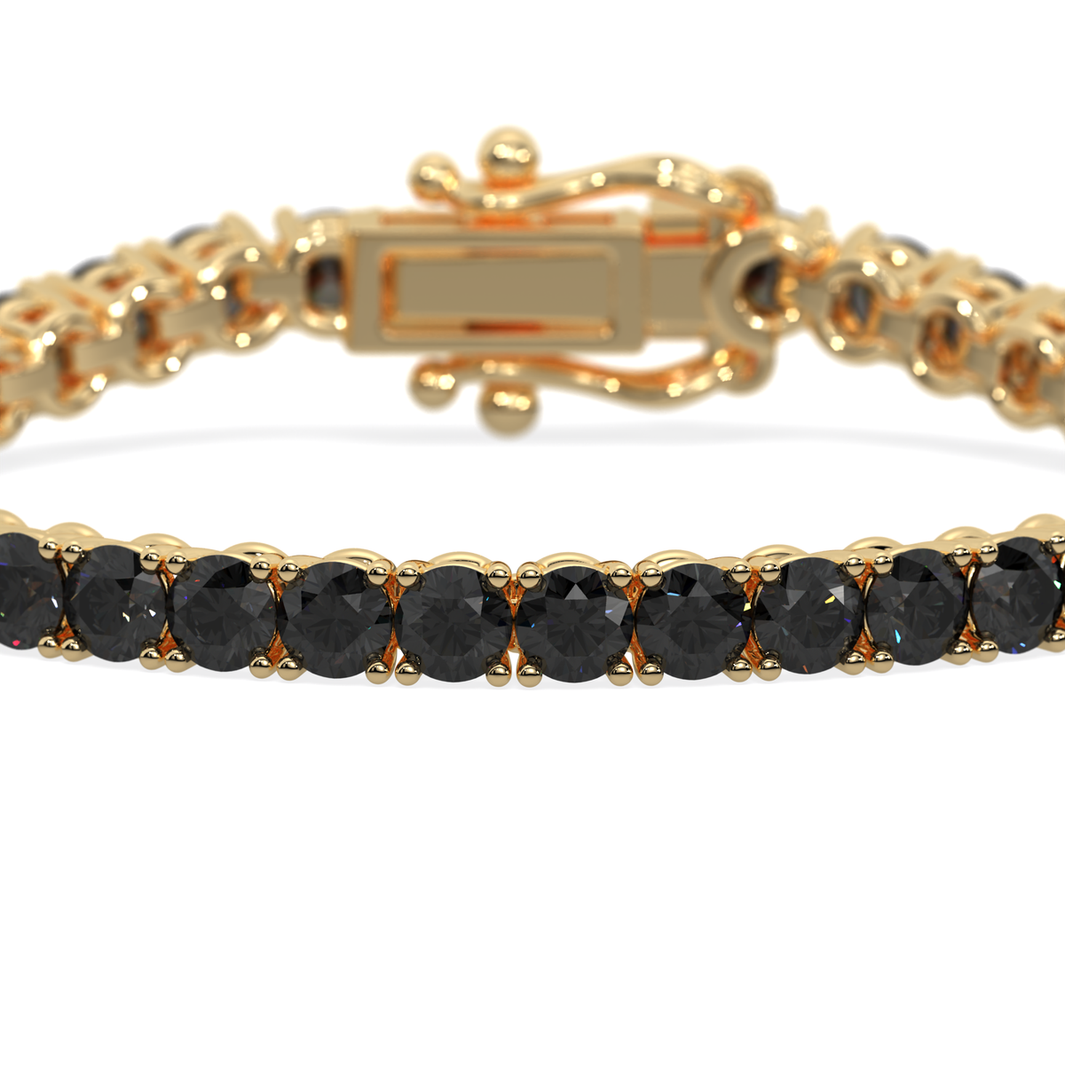 Midnight Orbit lab-grown black diamond tennis bracelet, 14k yellow gold, 2.55 ct#Color_Yellow Gold