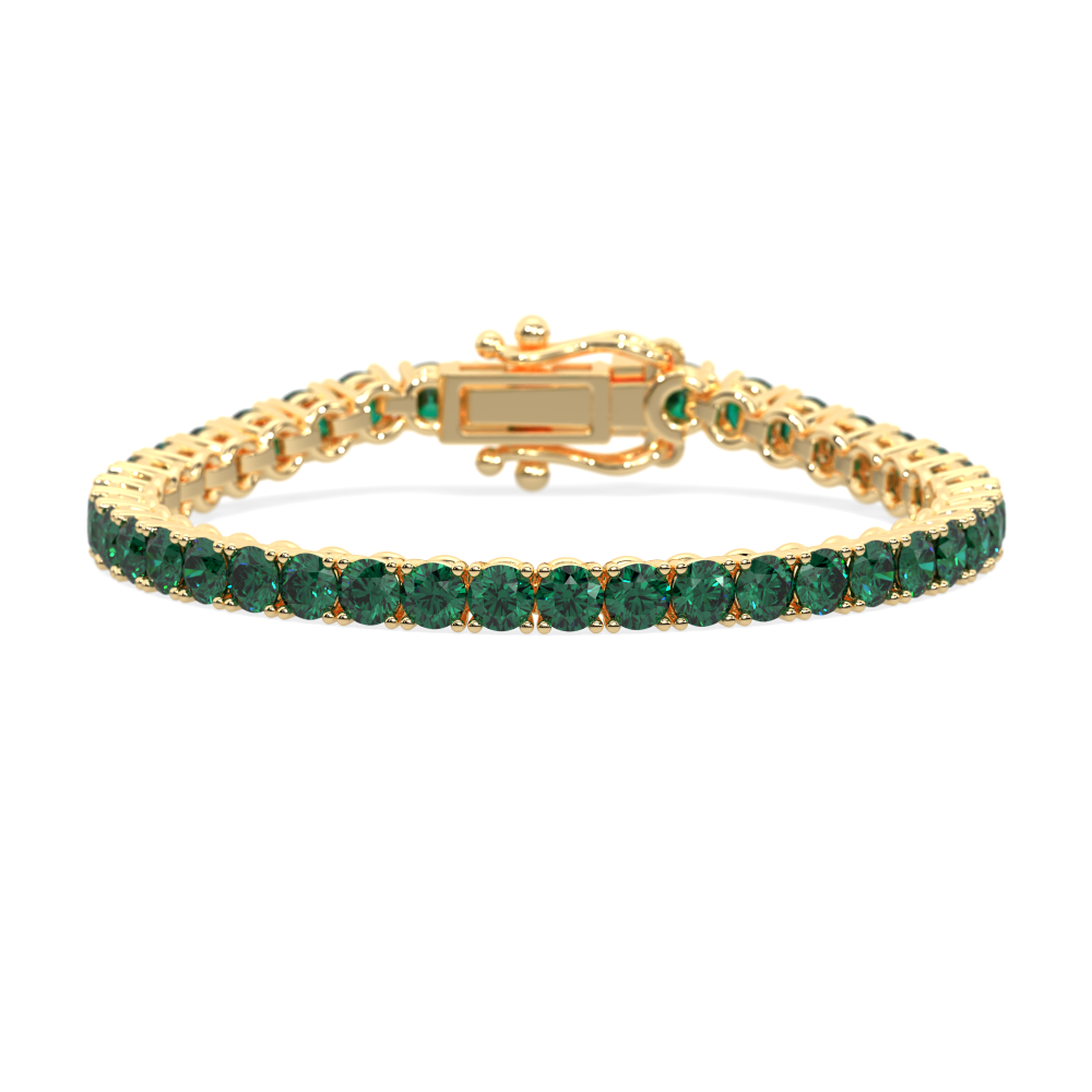Verdant Orbit lab-grown green diamond tennis bracelet, 14k yellow gold, 10.25 ct#Color_Yellow Gold