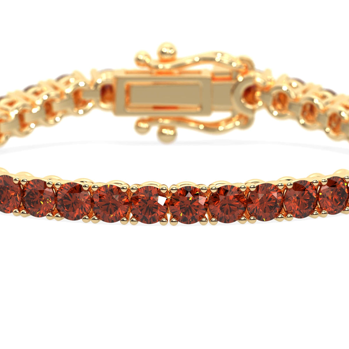 Crimson Orbit lab-grown red diamond tennis bracelet, 14k yellow gold, 2.9 to 10.25 ct#Color_Yellow Gold