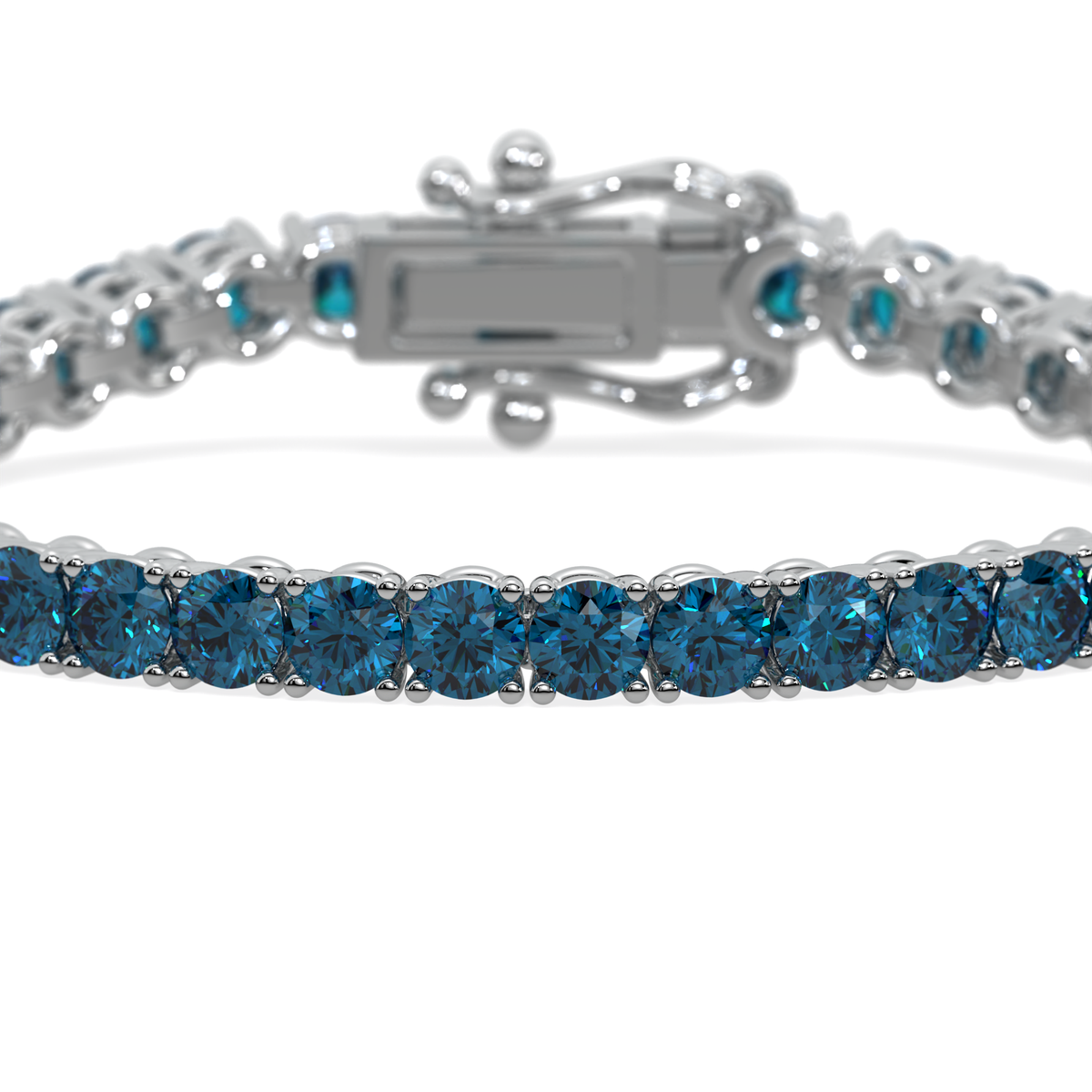Midnight Meridian lab-grown blue diamond tennis bracelet, 14k gold