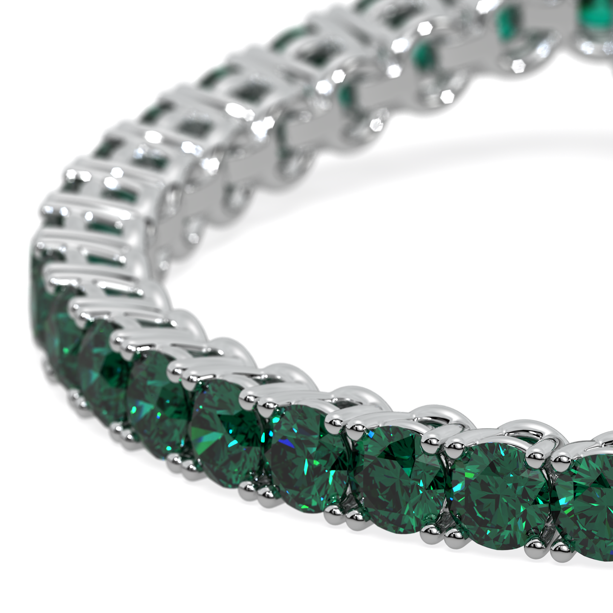 Verdant Orbit lab-grown green diamond tennis bracelet, 14k white gold, 2.55 ct#Color_White Gold