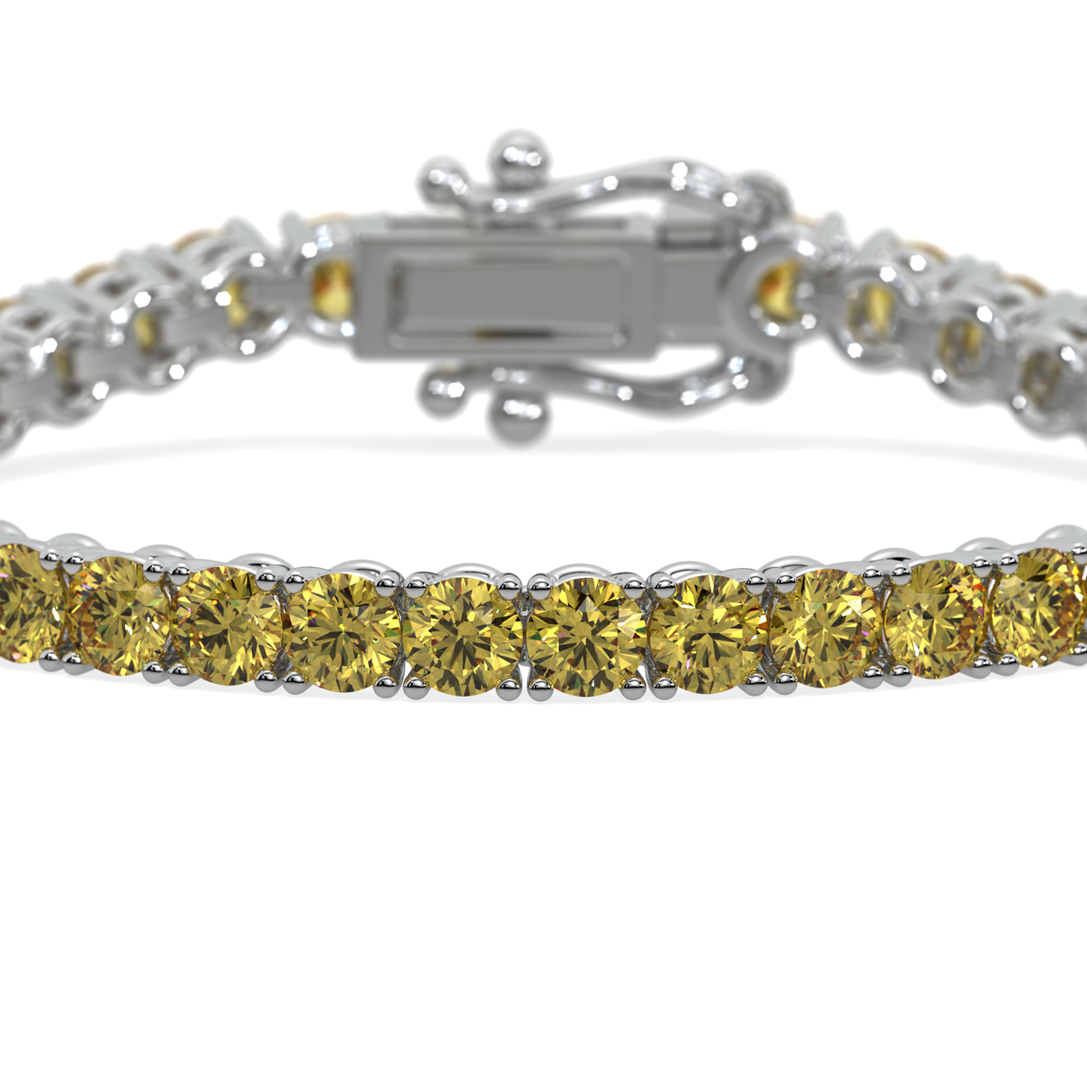 Moonrise Arc lab-grown yellow diamond tennis bracelet, 14k gold, 2.55 ct