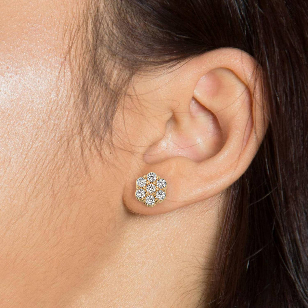 Dawn Cluster lab-grown diamond cluster stud earrings, 14k yellow gold#Color_Yellow Gold