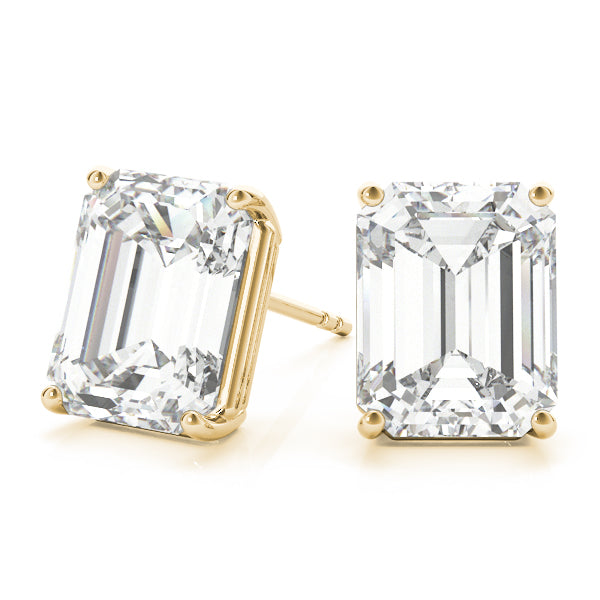 Quiet Step lab-grown diamond emerald-cut stud earrings, 14k yellow gold#Color_Yellow Gold