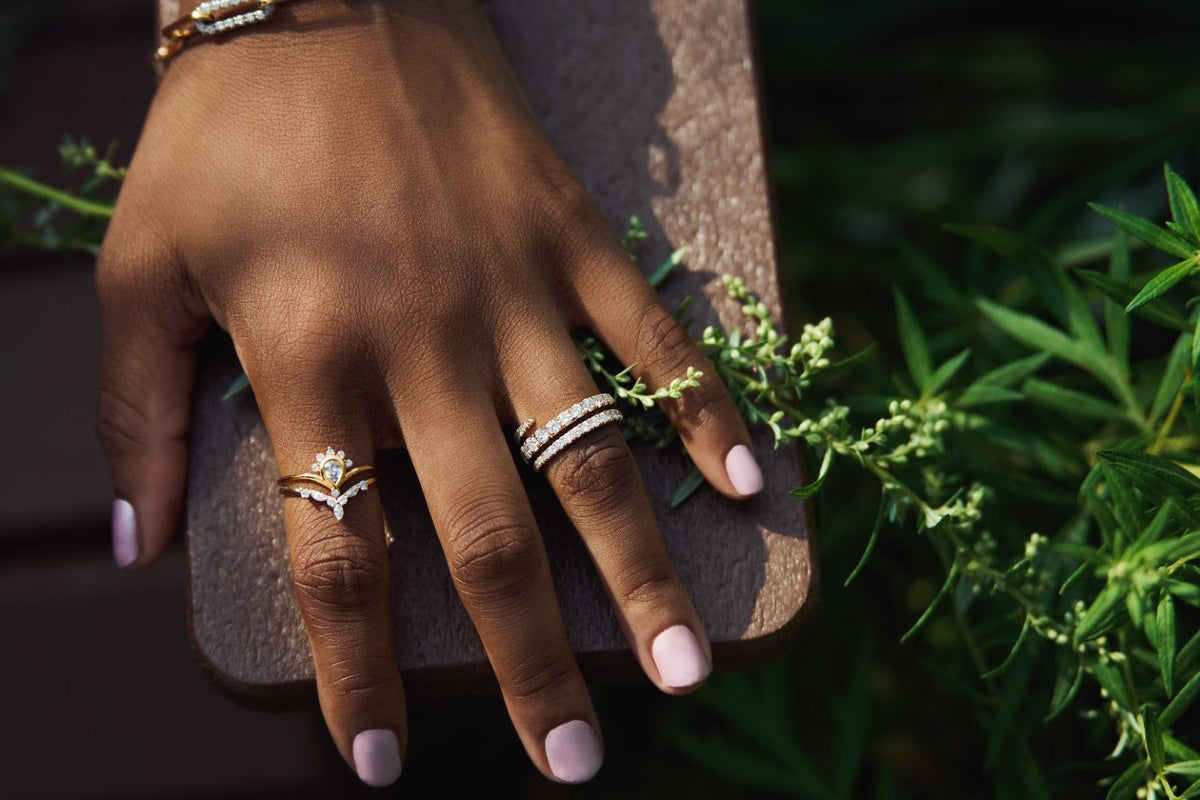 Gathered Bloom lab-grown diamond ring, 14k gold