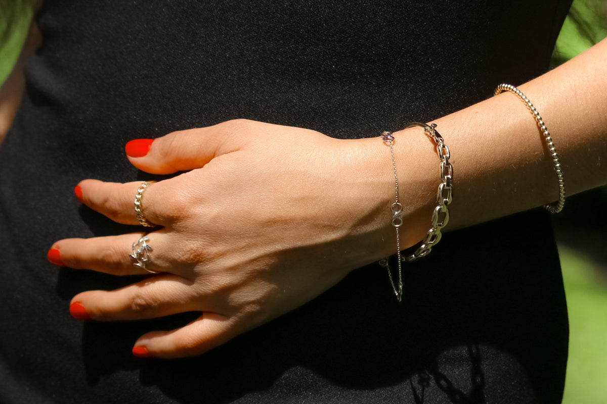 Looped Word 14k gold loop bracelet