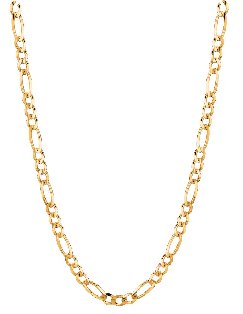 Loupe Figaro 14k gold figaro chain, full necklace, 14k yellow gold, 4.5mm #Color_Yellow Gold