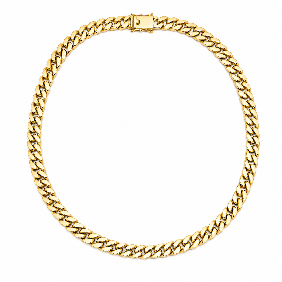 Ledger Cuban 14k gold miami cuban chain, full necklace, 14k yellow gold, 4.9mm #Color_Yellow Gold