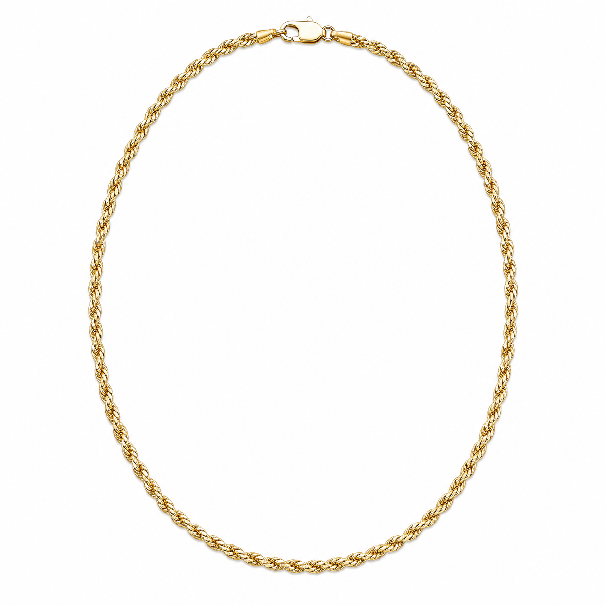 Bench Rope 14k gold rope chain, full necklace, 14k yellow gold, 3mm #Color_Yellow Gold