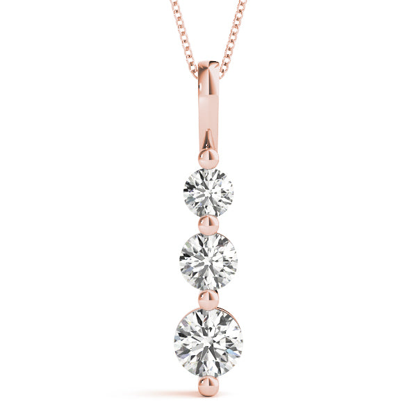Given Three lab-grown diamond three-stone pendant, 14k gold
