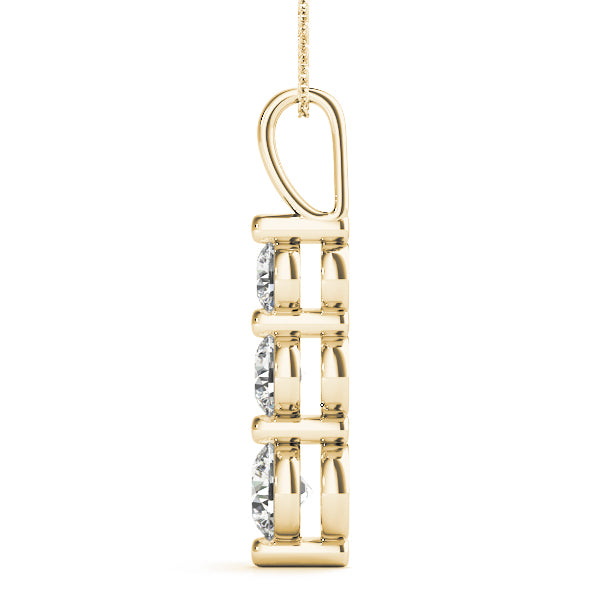 Given Three lab-grown diamond three-stone pendant, 14k gold