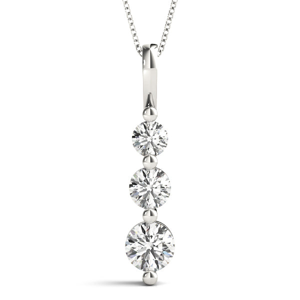 Given Three lab-grown diamond three-stone pendant, 14k gold