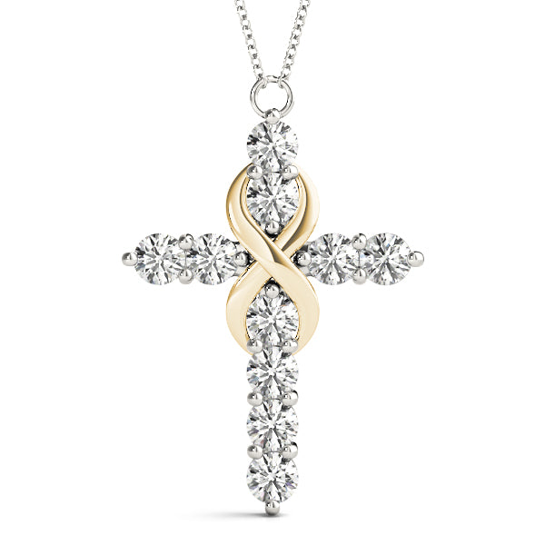 Bound Cross lab-grown diamond cross pendant, 14k gold