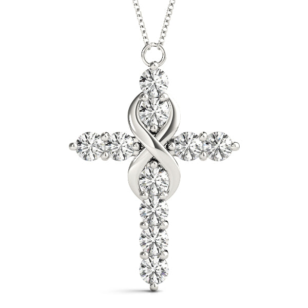 Bound Cross lab-grown diamond cross pendant, 14k gold