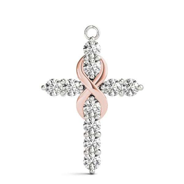 Bound Cross lab-grown diamond cross pendant, 14k gold