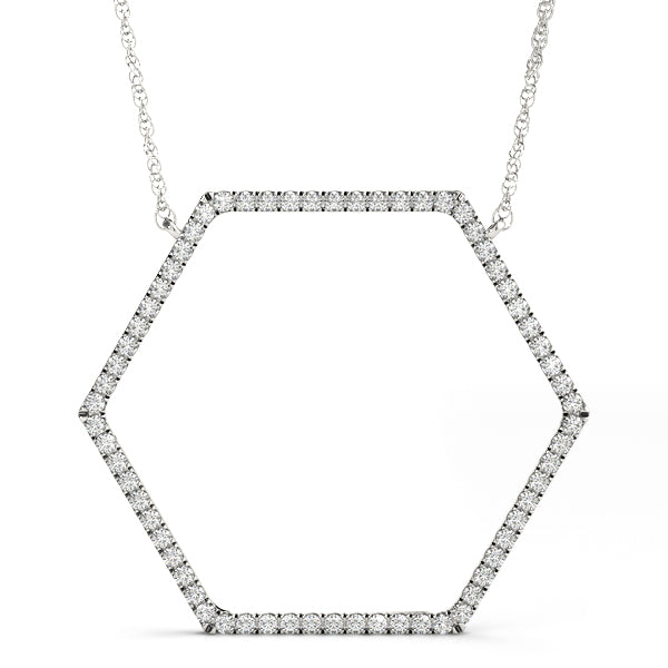 Celestial Hex lab-grown diamond hexagon pendant, 14k gold