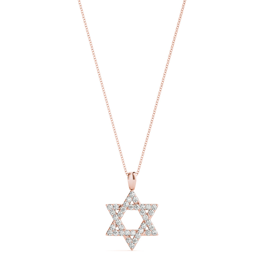 Star of David lab-grown diamond pendant, 14k rose gold#Color_Rose Gold