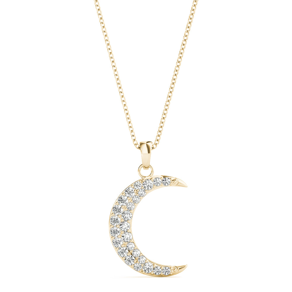 Crescent Charm lab-grown diamond crescent pendant, 14k gold