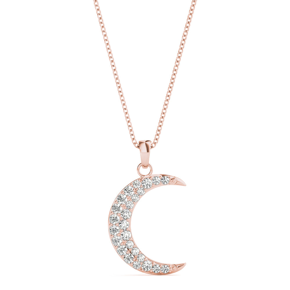 Crescent Charm lab-grown diamond crescent pendant, 14k gold