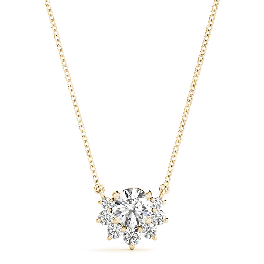 Halo Bloom lab-grown diamond pendant, 14k gold