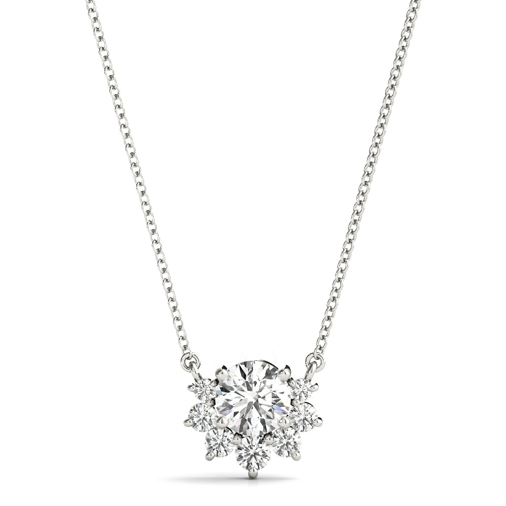 Halo Bloom lab-grown diamond pendant, 14k gold