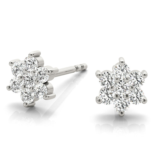 Charm Cluster lab-grown diamond cluster stud earrings, 14k gold