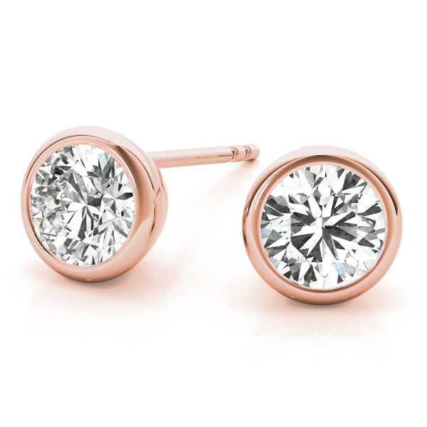 Bezel Aura lab-grown diamond bezel stud earrings, 14k rose gold#Color_Rose Gold