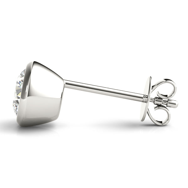 Bezel Aura lab-grown diamond bezel stud earrings, 14k white gold#Color_White Gold