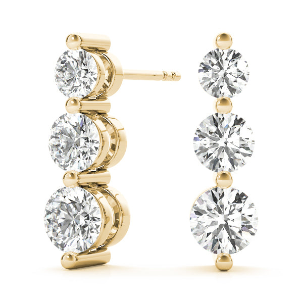 Blessed Three lab-grown diamond three-stone earrings, 14k gold