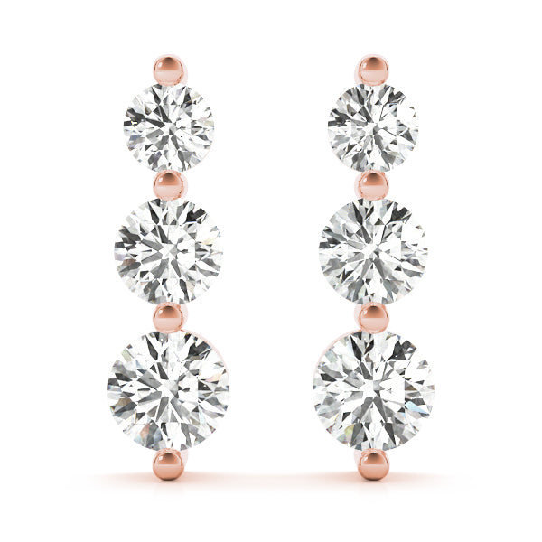 Blessed Three lab-grown diamond three-stone earrings, 14k gold