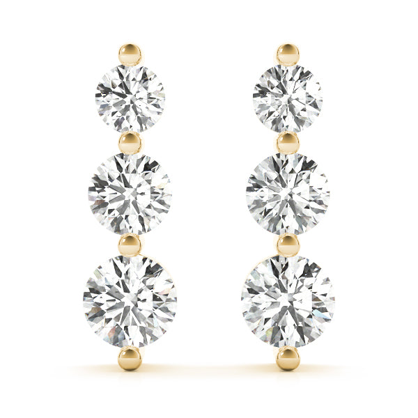 Blessed Three lab-grown diamond three-stone earrings, 14k gold