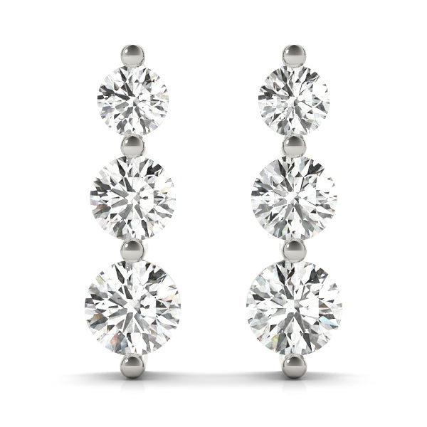 Blessed Three lab-grown diamond three-stone earrings, 14k gold