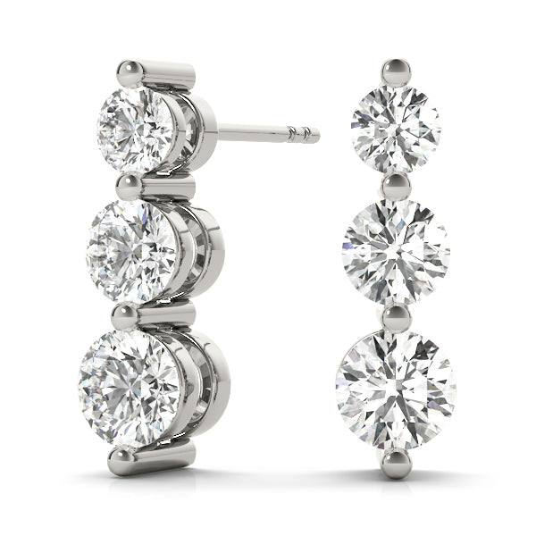 Blessed Three lab-grown diamond three-stone earrings, 14k gold