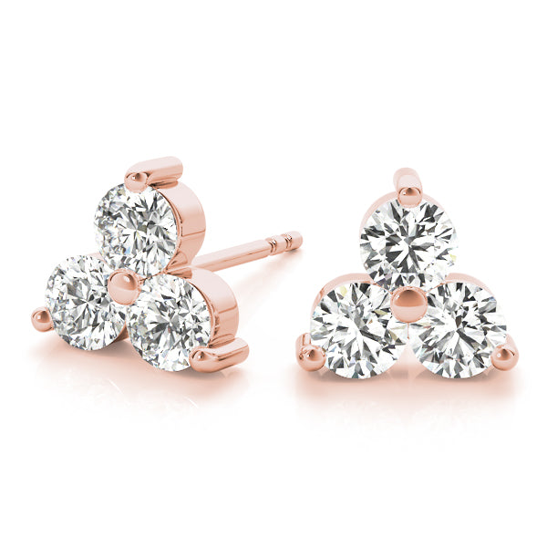 Three Charms lab-grown diamond cluster stud earrings, 14k gold