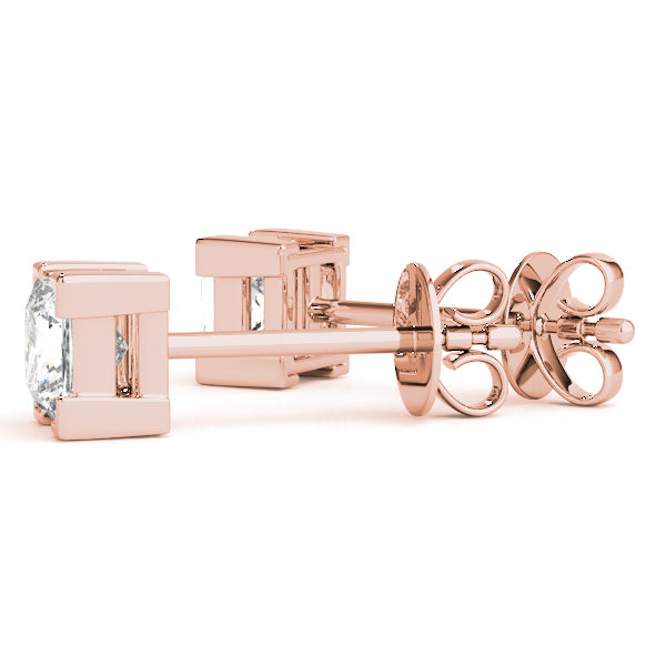 Quiet Square lab-grown diamond princess-cut stud earrings, 14k rose gold, 0.35 to 0.8 ct#Color_Rose Gold