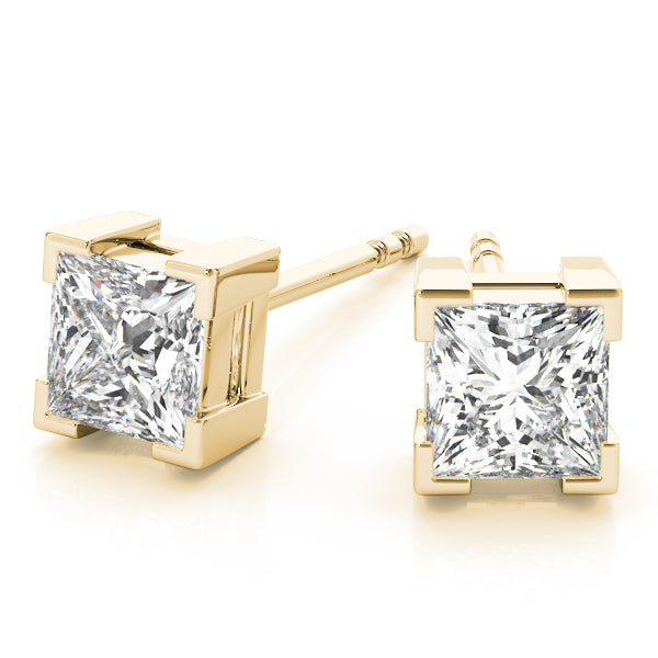 Quiet Square lab-grown diamond princess-cut stud earrings, 14k yellow gold, 0.35 to 0.8 ct#Color_Yellow Gold