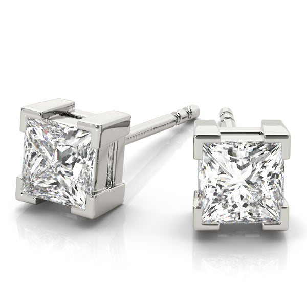 Quiet Square lab-grown diamond princess-cut stud earrings, 14k white gold, 0.35 to 0.8 ct#Color_White Gold