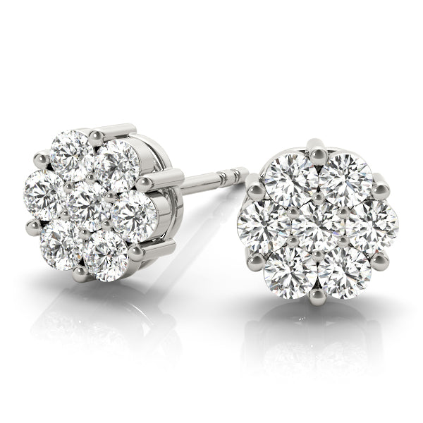 Dawn Cluster lab-grown diamond cluster stud earrings, 14k white gold#Color_White Gold