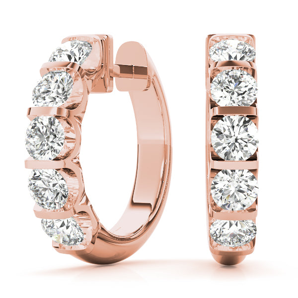 Double Glow lab-grown diamond inside-out hoop earrings, 14k rose gold#Color_Rose Gold
