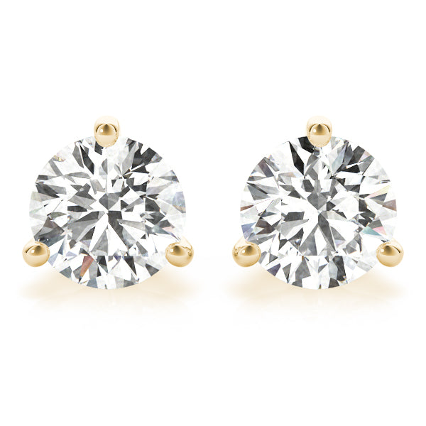 First Blessing lab-grown diamond three-prong stud earrings, 14k yellow gold, 1.75 to 2.5 ct#Color_Yellow Gold