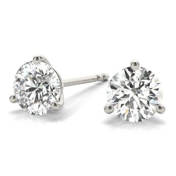 First Blessing lab-grown diamond three-prong stud earrings, 14k white gold, 0.5 to 1.01 ct#Color_White Gold
