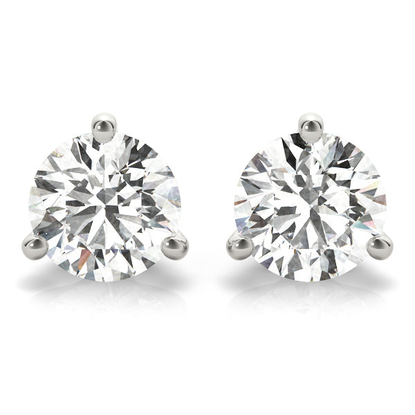 First Blessing lab-grown diamond three-prong stud earrings, 14k white gold, 0.5 to 1.01 ct#Color_White Gold