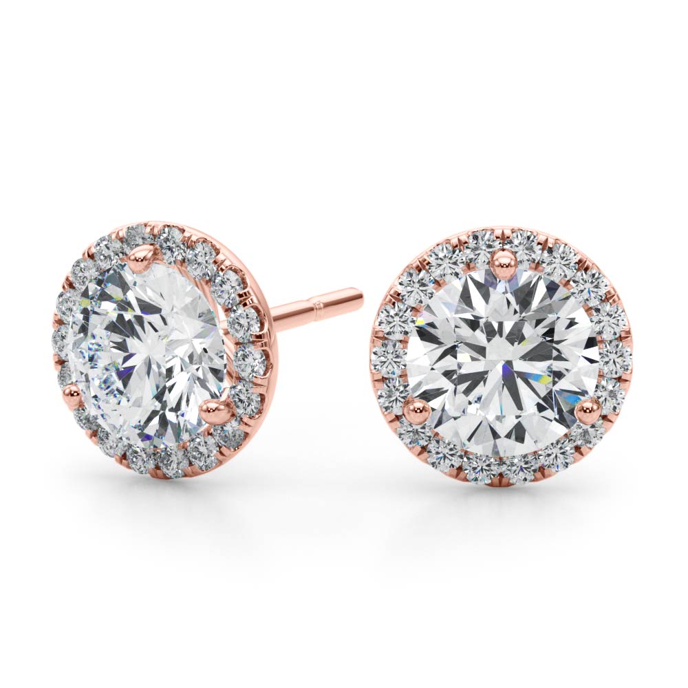 Halo Glow lab-grown diamond halo stud earrings, 14k rose gold#Color_Rose Gold