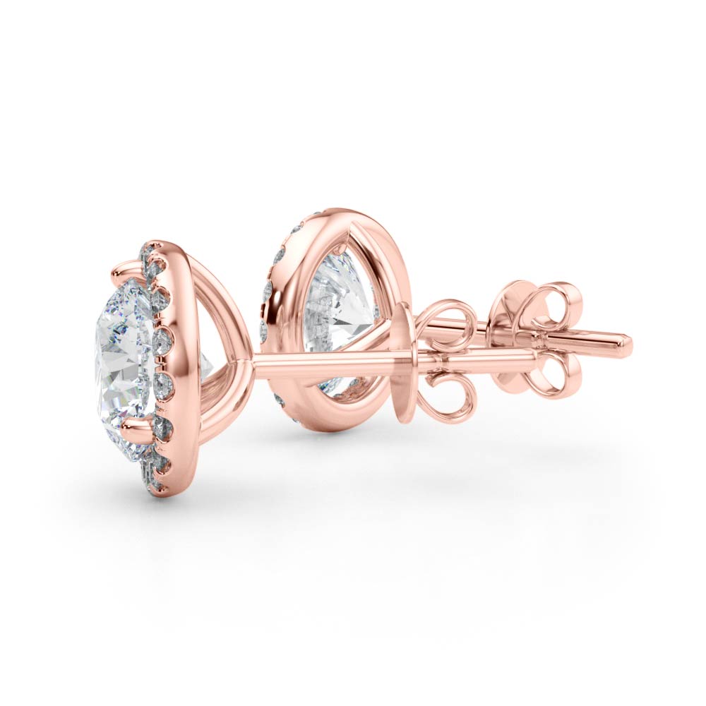 Halo Glow lab-grown diamond halo stud earrings, 14k rose gold#Color_Rose Gold
